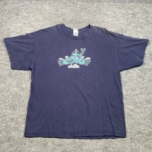 Peace Frogs Mens XL Chillin Graphic T-Shirt Navy Blue Cotton Short Sleeve Mexico